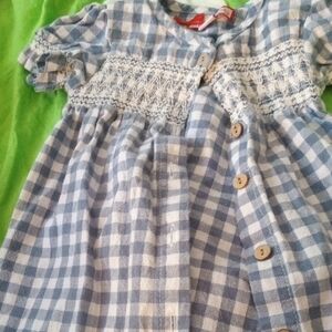 Melange Baby Blue and White Checkered Dress